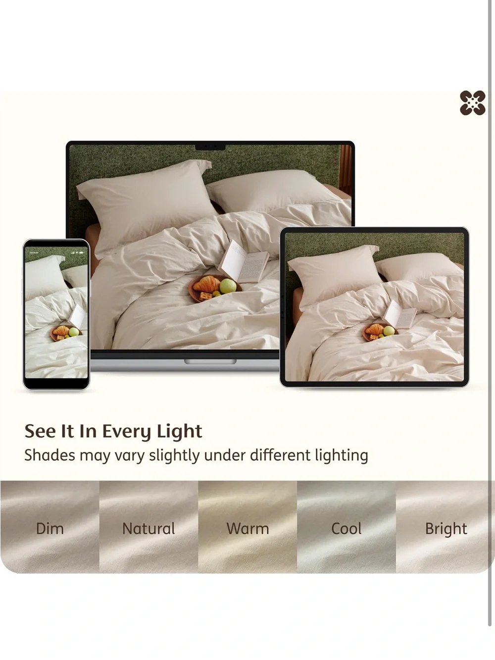 NEW Bedsure PureWoven 100% Washed Cotton Duvet Cover Set, 2-PC Twin. Linen Like
